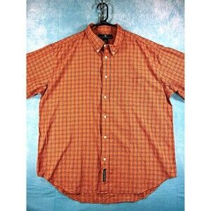 Consensus Sportswear Men's XL Brown/Blue Plaid Cotton Woven SS Button-Down